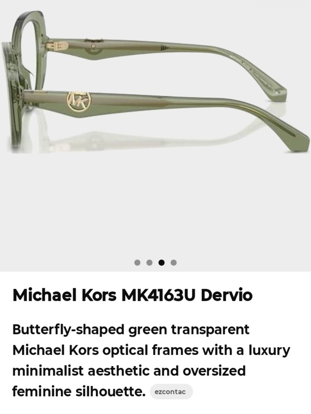 Michael Kors Dervio Women's Translucent Green Acetate MK Logo Frame - Picture 3 of 9